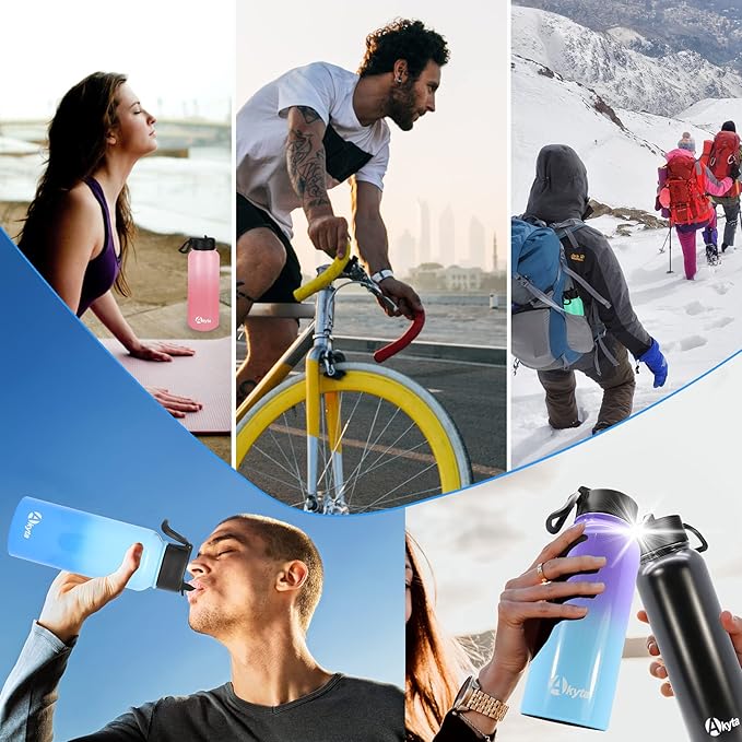 32 OZ Water Bottle, Sports Water Bottle with Straw Lid, Vacuum-Insulated Stainless-Steel, Keep Water Cold/Hot, Double-walled Thermos Metal Water Bottle (Pink, 32 OZ)