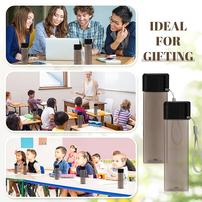 Mifoci 20 Pieces Water Bottle Bulk 17 oz Plastic Water Bottles Bulk Gym Sports Adults Reusable Large Water Bottles for Outdoor Fitness(Black,Rectangle)