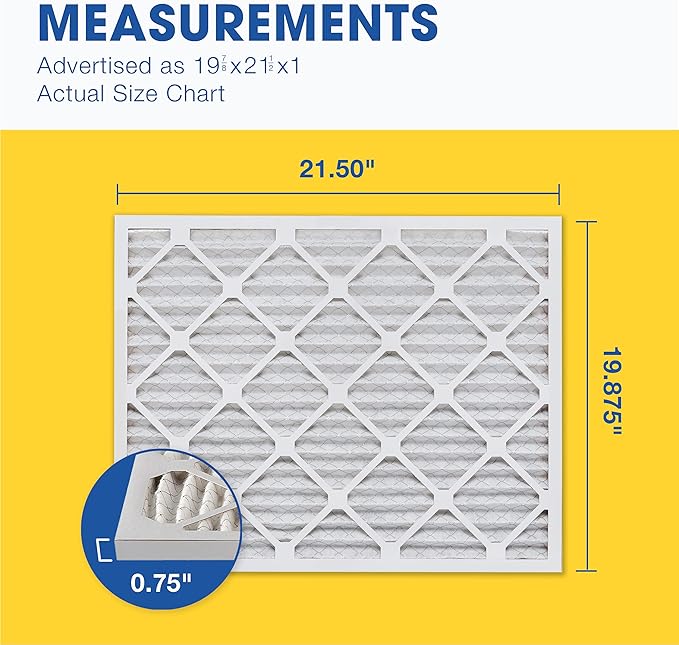 Aerostar 19 7/8x21 1/2x1 MERV 13 Pleated Air Filter, AC Furnace Air Filter, 4 Pack (Actual Size: 19 7/8" x 21 1/2" x 3/4")