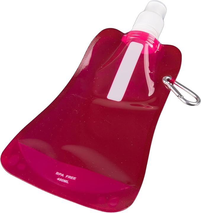 Clever Creations Collapsible Sports Water Bottle 3 Pack, Foldable Leak Proof Travel Bottles for Camping and Hiking, 480 mL Capacity, Pink