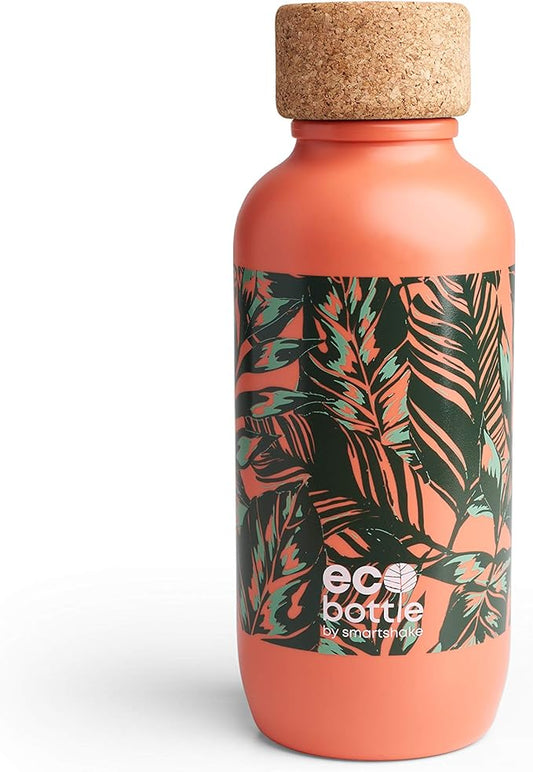Smartshake EcoBottle 650ml Water Bottle – 22 oz Reusable BPA Free Sports Eco Water Bottle, Lightweight Leakproof Small Gym Flask Dishwasher Safe, Anchor (Coral Leaves)