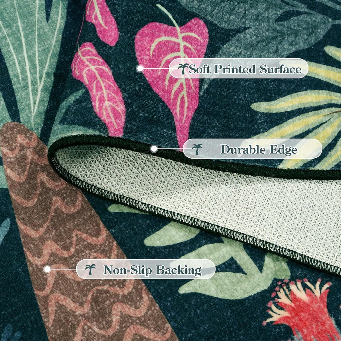 LIVEBOX Washable Jungle Dark Green Rugs 9x12 for Living Room, Stain Resistant Soft Kids Area Rugs for Bedroom, Non-Skid Modern Dining Room Rug Floor Carpet for Playroom Kids Nursery