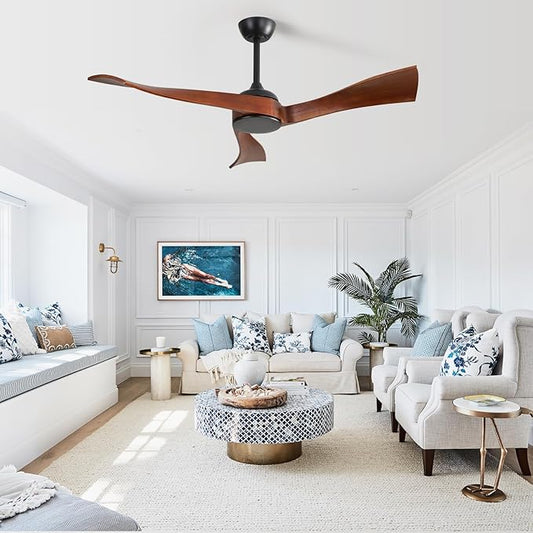 NicBex Ceiling Fan 52 Inch Ceiling Fans Without Light Ceiling Fan with 3 Blades and Remote Control Reversible DC Motor Ceiling Fan for Bedroom, Living Room, Black