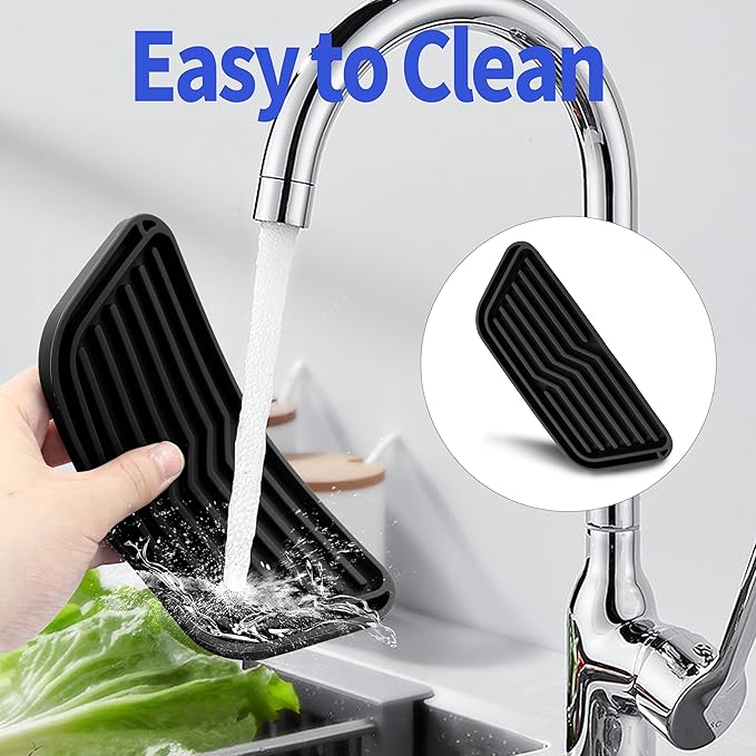 Waziaqoc 2 Pcs Refrigerator Drip Tray, Drip Catcher for Water Tray, Non-slip Silicone Dispenser Drip Collector for Drainage(Black)