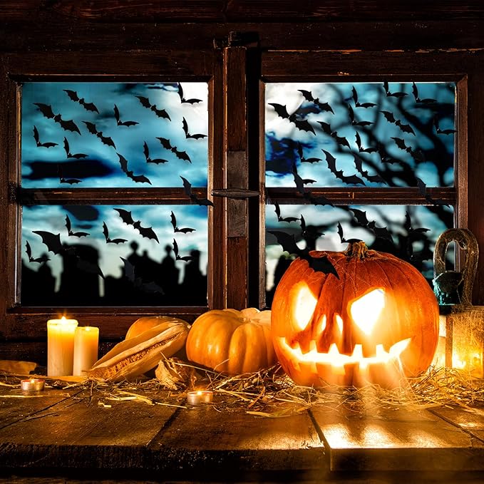Bats Wall Decor,240 Pcs Bats Halloween Decoration, 4 Different Sizes 3D Bat for Halloween Decorations Clearance, Halloween Bat Stickers for Wall Decor