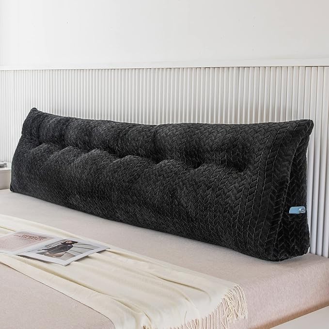 Large Bolster Triangular Headboard Wedge Backrest Positioning Support Bed Rest Reading Pillows Headboard Wedge Pillows for Day Bed Bunk Bed with Removable Cover,King (76x8x20 Inches)