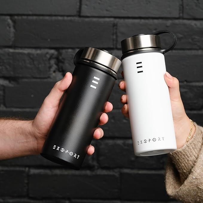 Stainless Steel Water Bottle - 18 Oz Water Bottle with Straw Lid, Coffee Lid, and Wide Mouth Lid - Double Insulated Water Bottle - Metal Water Bottle - Hot and Cold Insulated Thermos - (White)