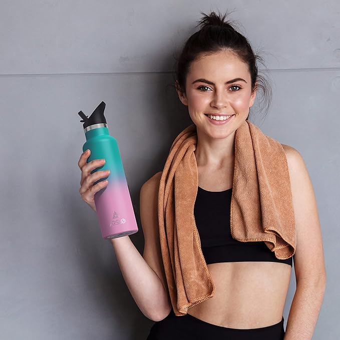 Stainless Steel Double Wall Water Bottles 17oz, Vacuum Insulated Bottle With Straw Lid, Insulated Water Bottle Keeps Water Cold for 24 Hours, Hot for 12 Hours, Hiking, Sports