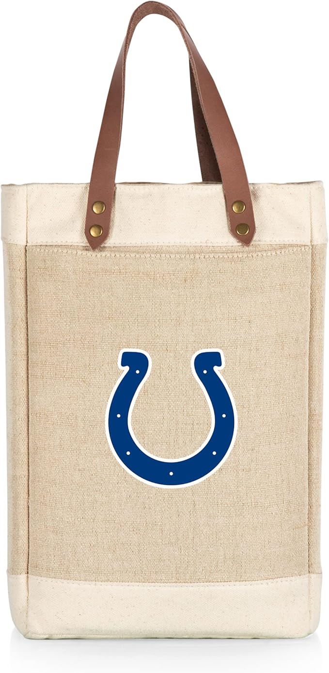 PICNIC TIME NFL Pinot - Jute 2 Bottle Insulated Wine Bag - Wine Tote Bag - Wine Gift Bag, (Beige)
