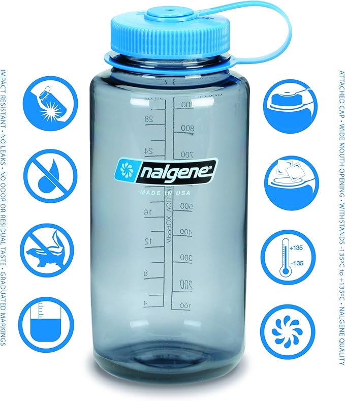 Nalgene Sustain Tritan BPA-Free Water Bottle Made with Material Derived from 50% Plastic Waste, 32 OZ, Wide Mouth