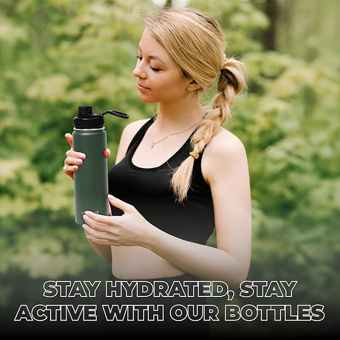 HYDRATE Insulated Stainless Steel Water Bottle - Large Reusable Flask with Leak-Proof Design and Convenient Handle - Double Vacuum Insulation for School, Work, or Adventure
