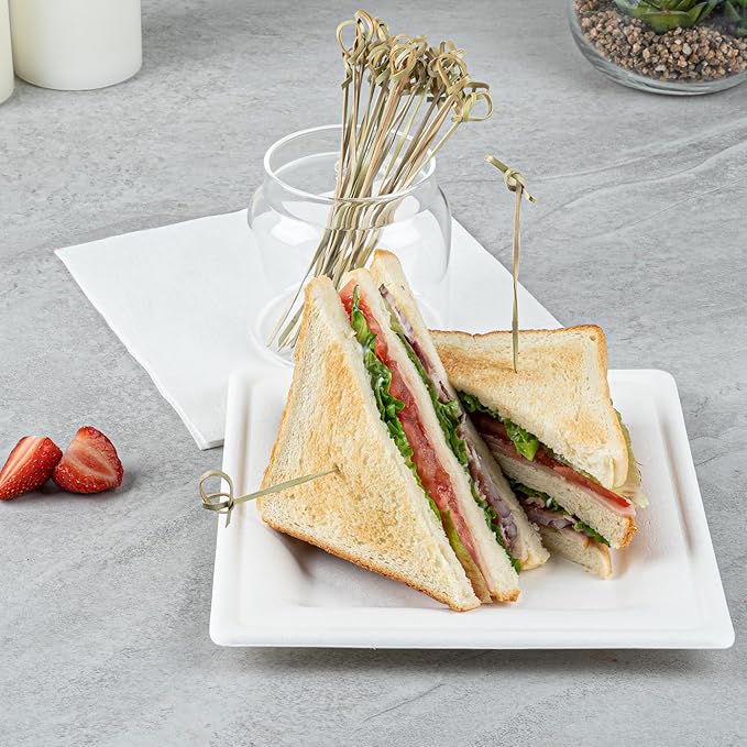 Restaurantware 6 Inch Twisted Bamboo Skewers 1000 Sturdy Disposable Bamboo Food Picks - Sturdy Looped Knot Bamboo Appetizer Picks Sustainable For Serving Appetizers and Cocktail Garnishes