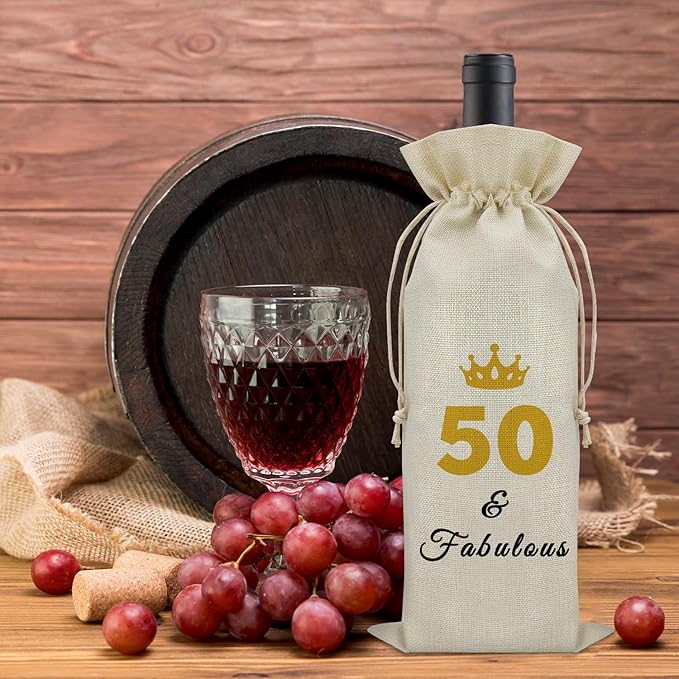 Sazuwu 50 Years Old Birthday Gifts for Women Men Wine Bag Happy 50th Birthday Gifts for Mom Dad Wine Accessories Gifts for Wine Lovers Gifts for Someone Turning Sixty 1974 Birthday Gifts