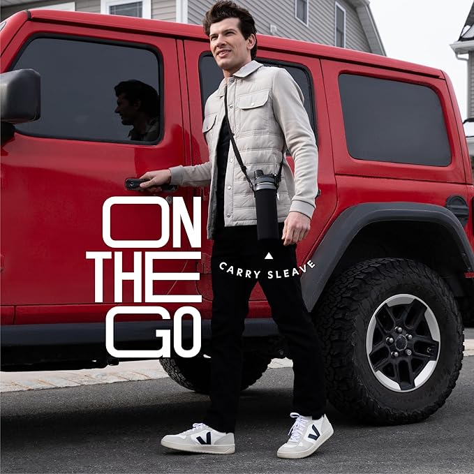 Insulated Water Bottle with Straw and Handle 22 oz-Stainless Steel Water Bottles with Straw, Dual Cap Function & Sleeve, Keeps Drinks Hot Up to 12 Hours & Cold Up to 24 Hours (Rock)