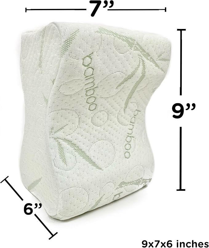 Sacred Thread Memory Foam Knee Pillow for Side Sleepers, for Knee, Hip, and Back Pain, Cooling Rayon Made from Bamboo Cover, Pillow for Between Legs (White Bone)