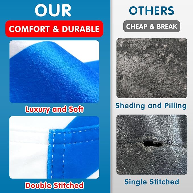 Lukeight Stuffed Animal Storage Bean Bag Chair Cover for Kids, Zipper Beanbag Chair Cover for Organizing Toddler and Kids' Rooms Plush Toys (Blue+White Velvet, X-Large)