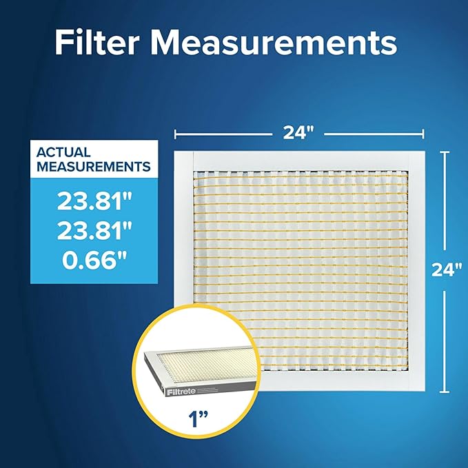 Filtrete 24x24x1 Air Filter, MPR 300, MERV 5, Clean Living Basic Dust 3-Month Pleated 1-Inch Air Filters, 6 Filters