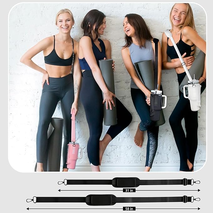 Water Bottle Carrier Bag for Stanley Cup Accessories, for Stanley Tumbler 40 Oz with Handle Holder Bag with Strap Neoprene Bollus with Straw, Straw Cover, Carabiner (Off White)