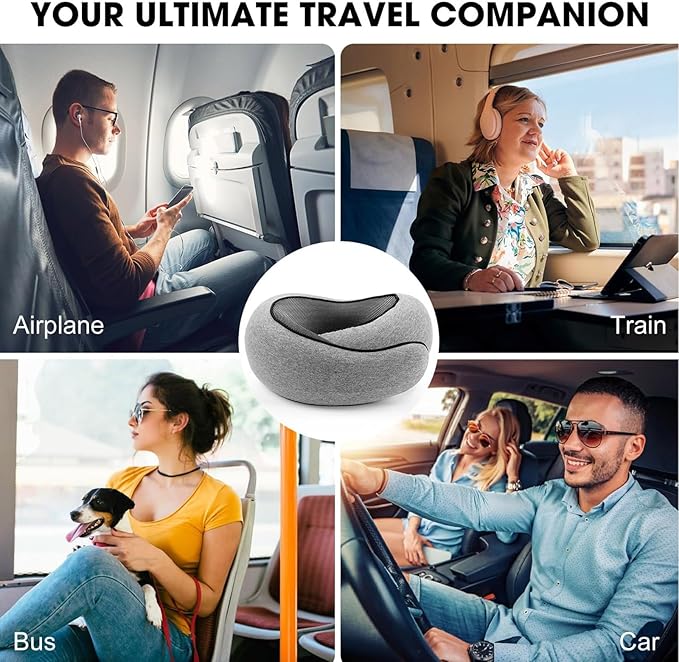 Travel Neck Pillow,Travel Pillow for Airplanes,Aircraft Memory Foam Travel Neck Pillow (Gray)…