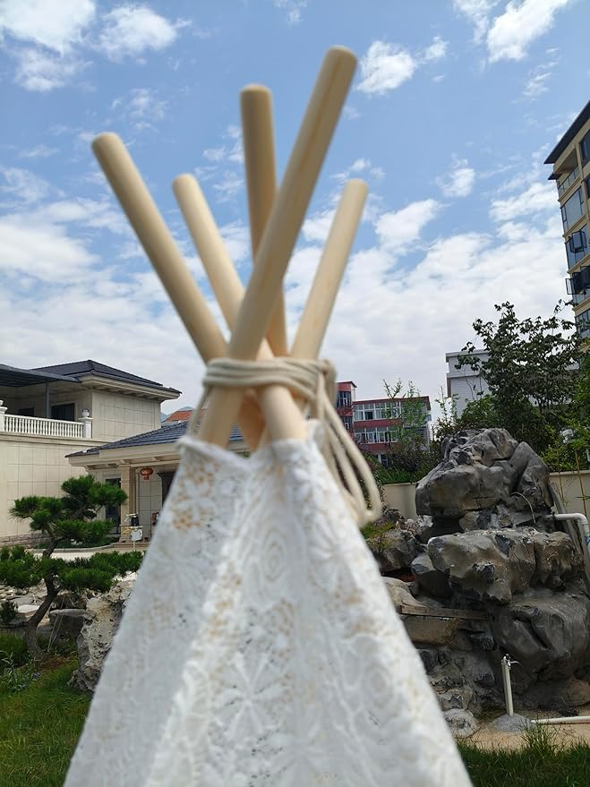 Miyaya 5-Sided Lace Huge Teepee, Indoor/Outdoor Party Central, 80" x 80" x 87" Indian Style Adult Tent,Princess Lace Party,Wedding Teepee, Beach Tent,Picnic Tent (White)