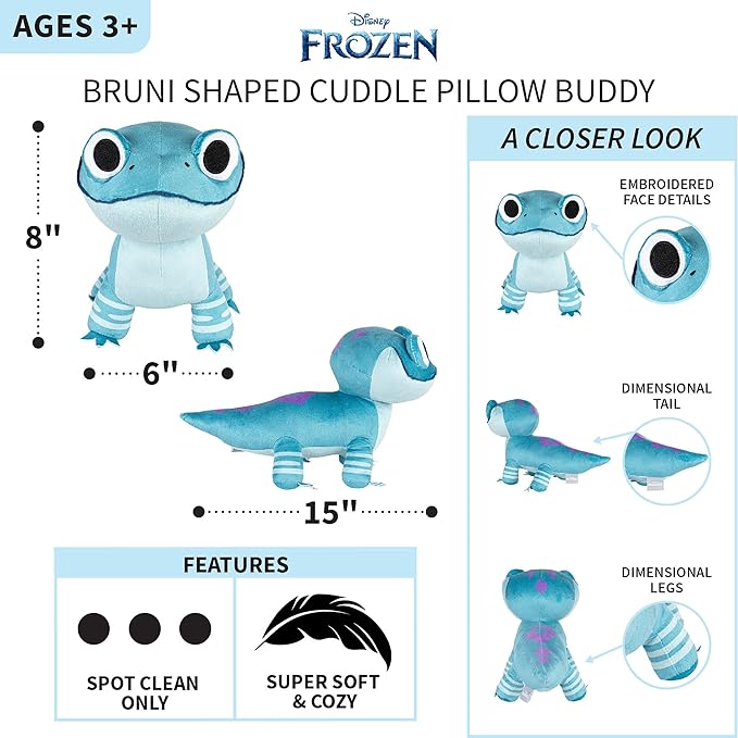Disney Frozen 2 Salamander Kids Bedding Super Soft Plush Cuddle Pillow Buddy, "Official" Disney Product By Franco