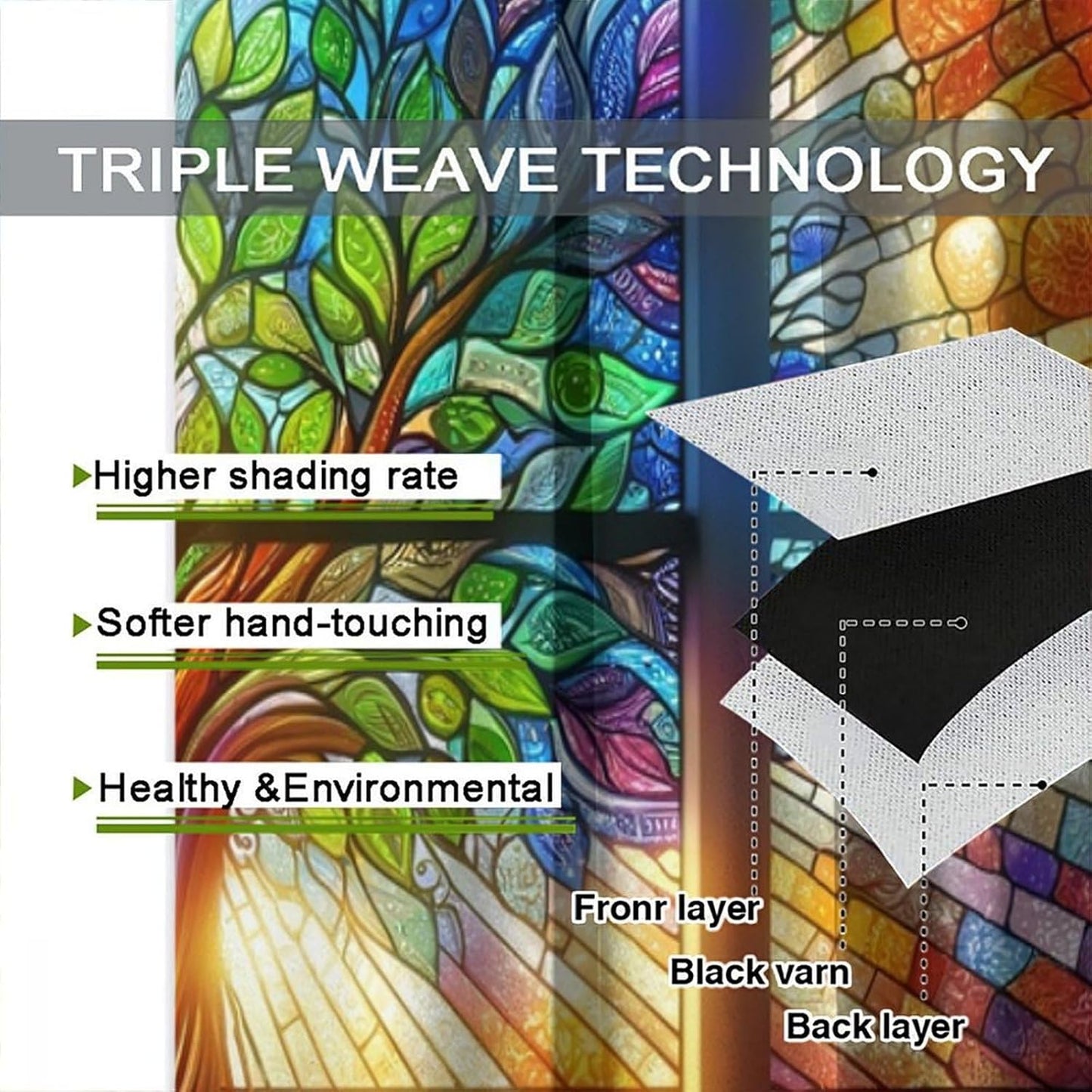 Stained Glass Curtains,Tree of Life Colorful Abstract Art Home Decor Drapes for Bedroom Living Room Kitchen Window Treatment 2 Panels Set Total Size 52" W X 84" L Inch