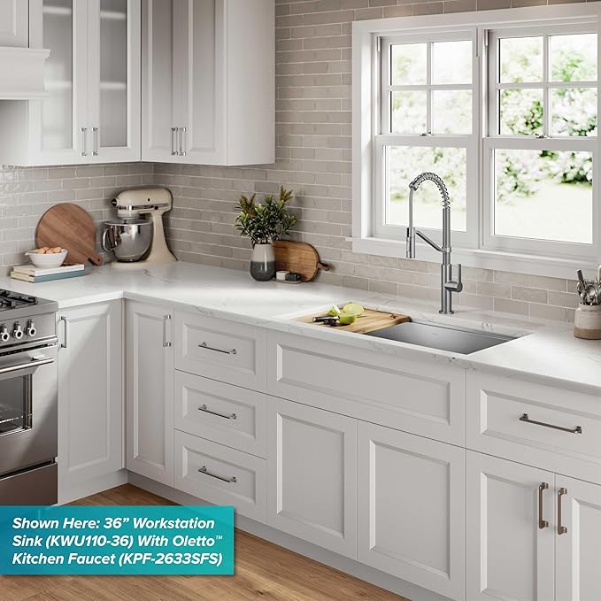 KRAUS KWU110-27 Kore Workstation 27-inch Undermount 16 Gauge Single Bowl Stainless Steel Kitchen Sink with Integrated Ledge and Accessories (Pack of 5)