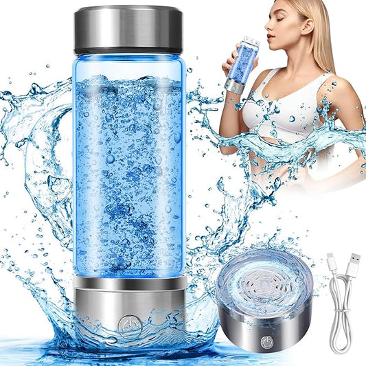 Hydrogen Water Bottle - Hydrogen Water Bottle Generator, Hydrogen Water Machine Improve Water in 3 Minutes, Portable & Rechargeable for Home, Exercise, Office, Gift (Silvery)