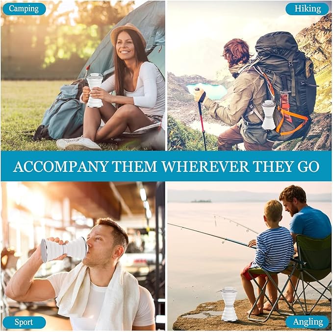 jessie Collapsible Water Bottles 17 oz Silicone Foldable Water Bottles Portable Travel Water Bottle with Buckle for Camping Hiking Sports Outdoor Gym Summer (White)