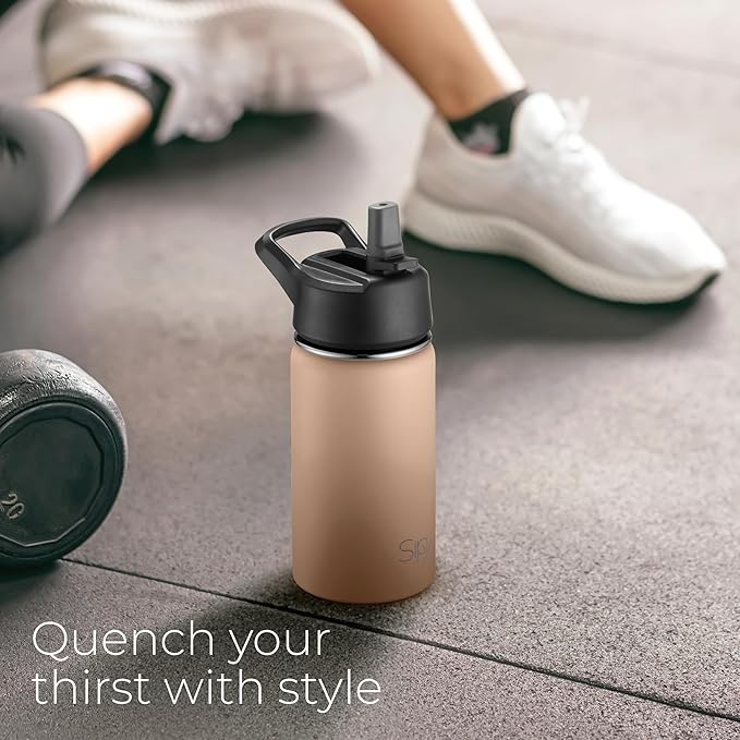 SipX™ Triple-Insulated Stainless Steel Water Bottle 18oz. With 3 Lids, BPA-Free Reusable Insulated Water Bottle Keeps Cold 24 Hours, Metal Water Bottle Made Of Sustainable Material For Hiking & Biking