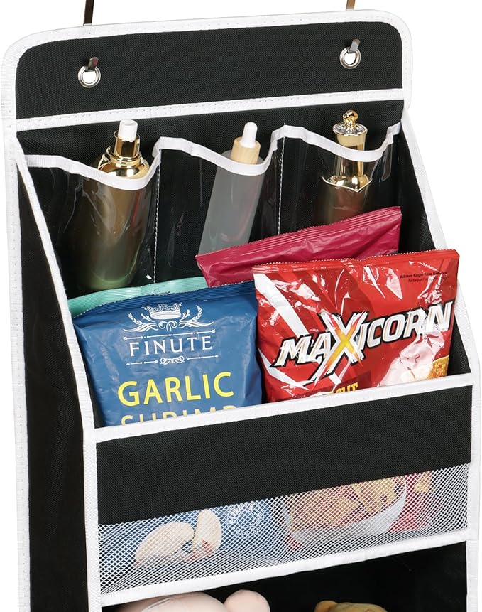 Univivi 5-Shelf Over Door Organizer Baby Door Wall Mount Storage with 3 Small PVC Pockets and 4 Large Pockets Ideal for Baby Stuff, Toiletries and Sundries