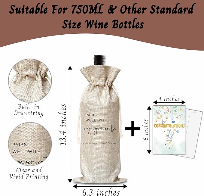 Xanev Engagement Gifts For Couples, Wedding Wine Gift Bag, Mr And Mrs Marriage Wedding Gifts, Honeymoon Gifts, Wedding Bridal Shower Engagement Bachelorette Party Decoration Supplies Favors, B37