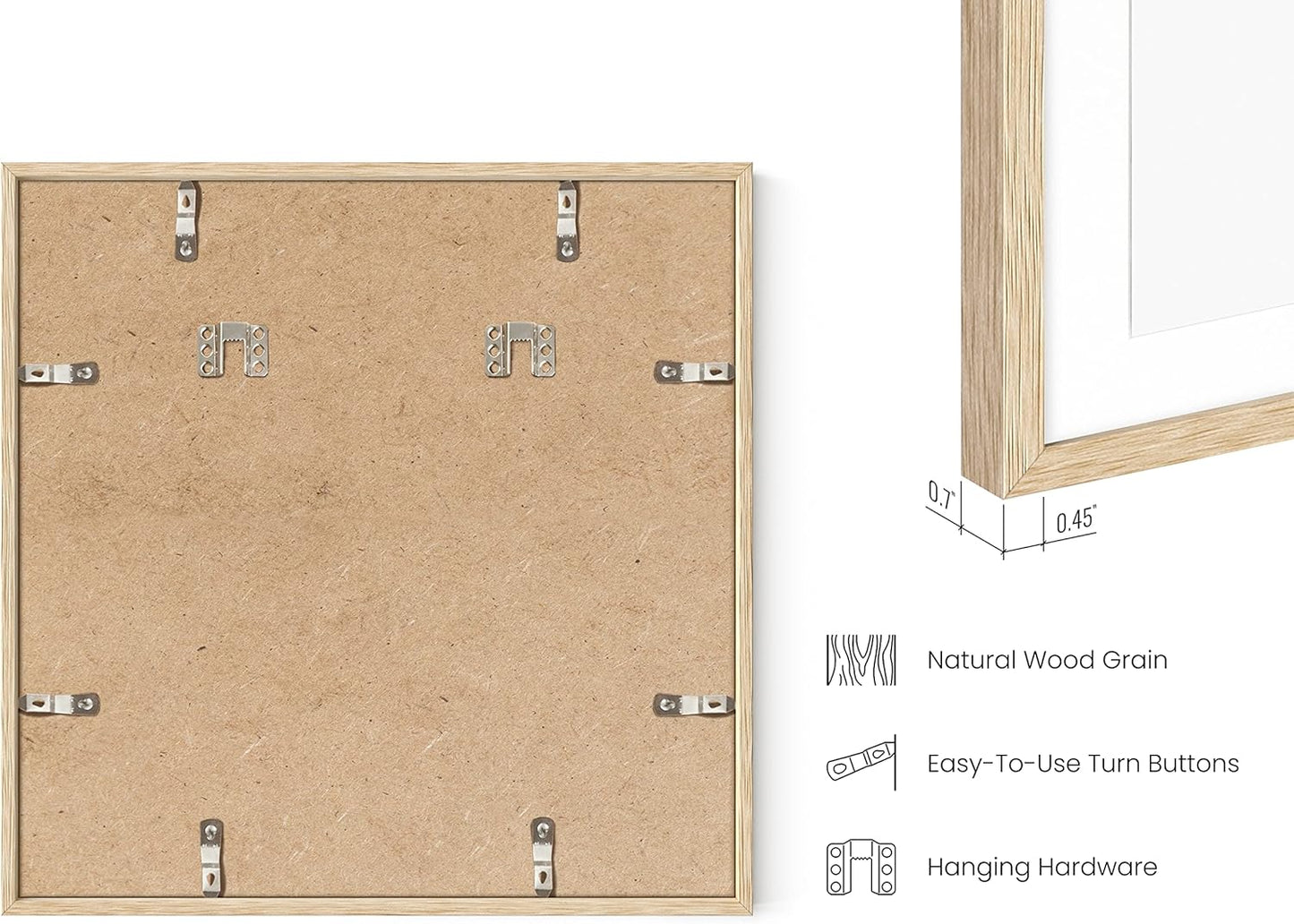 HAUS AND HUES Square Picture Frames 16 x 16 Set of 25 - Photo Gallery Wall Frame Set, Wood Frames With Mat, Beige Oak (16x16)