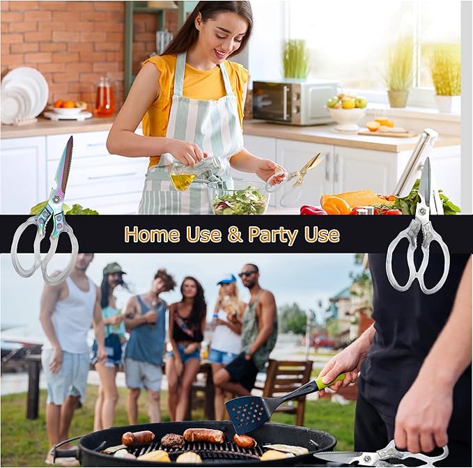 Kitchen Scissors, Heavy Duty Sharp Kitchen Shears Dishwasher Safe, Kitchen Accessories Cooking Shears for Kitchen Meat Chicken Fish Poultry Herb Bread (Transparent)