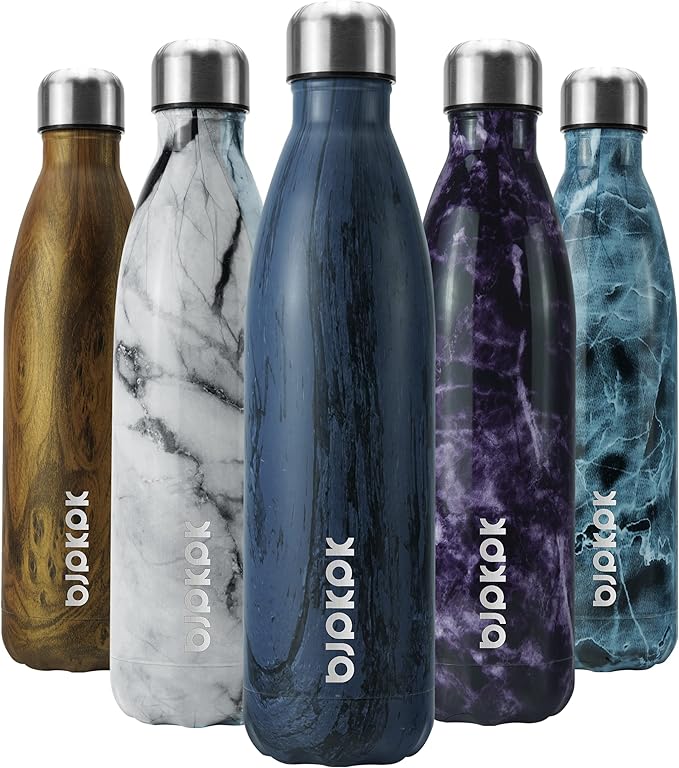 BJPKPK 25 oz Stainless Steel Insulated Water Bottle Cola Shape Water Bottles,Wood-Prussian Blue