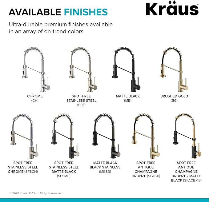 Kraus KPF-1610SFACBMB Bolden 18-Inch Single Handle Commercial Style Pull-Down Kitchen Faucet with Dual Function Sprayer, Spot Free Antique Champagne Bronze/Matte Black