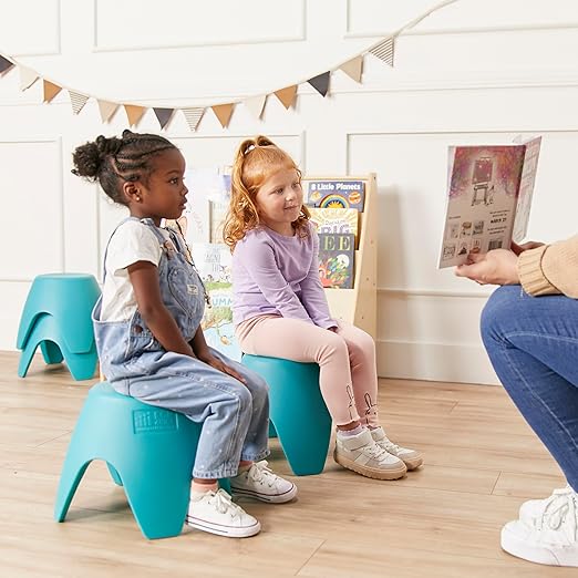 ECR4Kids Ayana Stool Set, Flexible Seating, Turquoise, 4-Pack