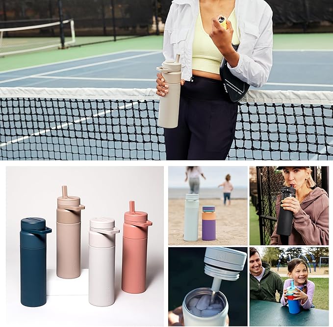 BrüMate Rotera 25 oz Stainless Steel Water Bottle with Touch Free Straw and Carry Handle | 100% Leakproof Insulated Water Bottle | Cup Holder Friendly Base | (Mocha)