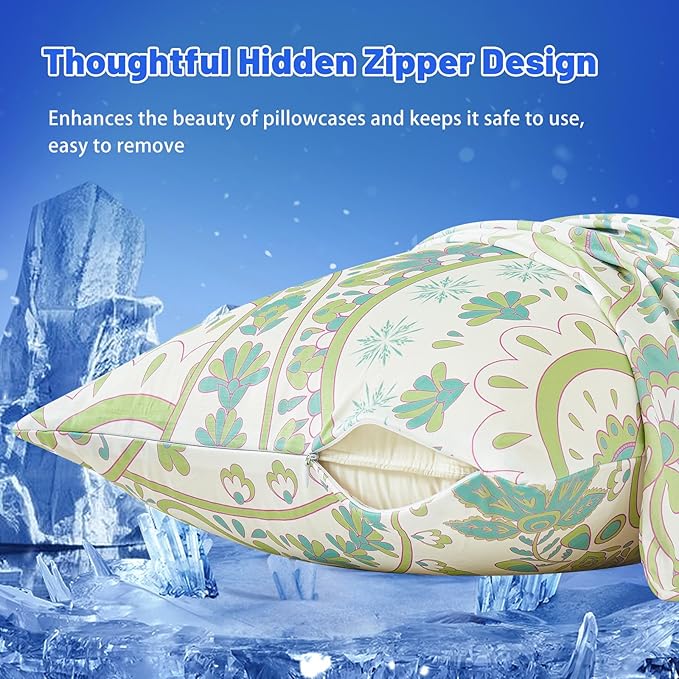 Cooling Pillow Cases for Hot Sleepers - Double Side Arc-Chill Q-Max>0.5 Cooling Fiber Cool Pillow Cases 2 Pack - Breathable Soft Cold Pillow Cases with Hidden Zipper (20" x 26")
