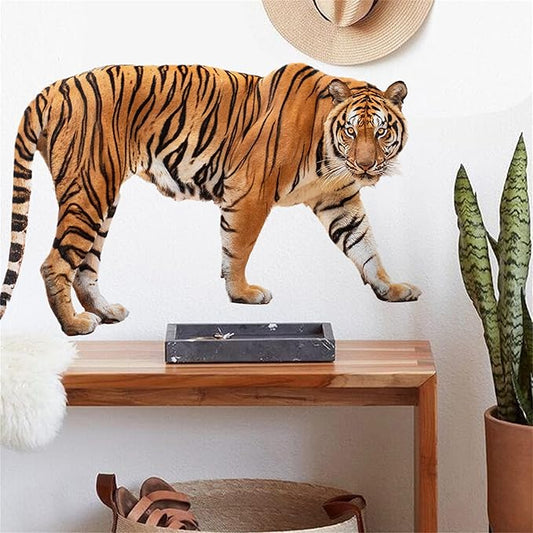 Lifelike Tiger Wall Decal 3D Animals Wall Sticker Safari Wall Decor for Nursery Kid'sroom School Classroom Livingroom Bedroom Bathroom Decoration (Lifelike Tiger 9)