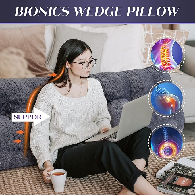 Triangular Wedge Headboard Pillow Large Bolster Bed Rest Reading Pillow Backrest Positioning Support Bolster Cushion with Removable Cover