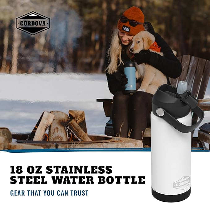Cordova Outdoors Trailhead Class Water Bottle, Snowcap, 18 oz