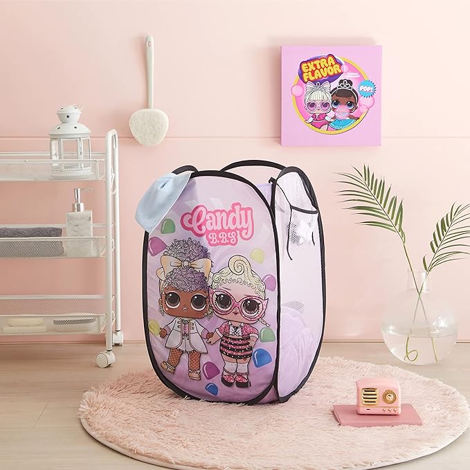 Idea Nuova LOL Surprise Pop Up Hamper with Durable Carry Handles, 21'' H x 13.5'' W X 13.5'' L, Lol Surprise/Light Pink