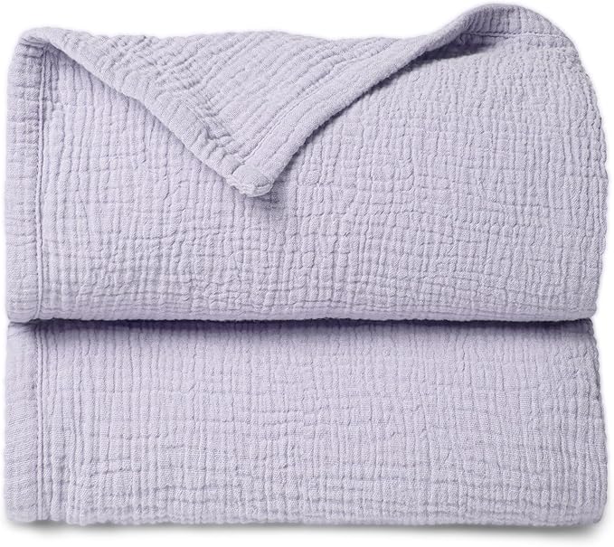Lulu moon Muslin Quilt Blanket, Crib Blanket for Baby and Toddler,47x47 Inches(Purple)