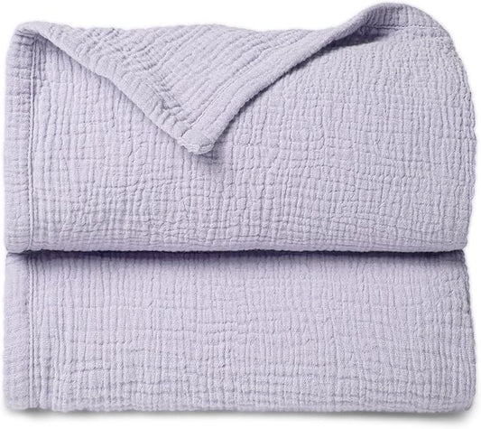 Lulu moon Muslin Quilt Blanket, Crib Blanket for Baby and Toddler,47x47 Inches(Purple)