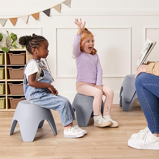 ECR4Kids Ayana Stool Set, Flexible Seating, Light Grey, 4-Pack