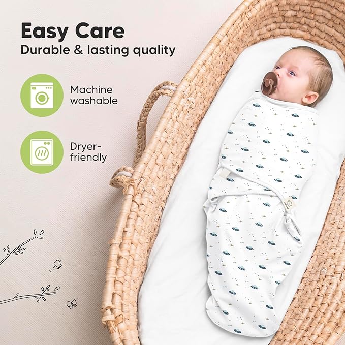 3-Pack Organic Baby Swaddle Sleep Sacks - Newborn Swaddle Sack, Ergonomic Baby Swaddles 0-3 Months, Swaddles for Newborns, Baby Sleep Sack, Baby Swaddle Blanket Wrap, Baby Essentials (Galaxy)