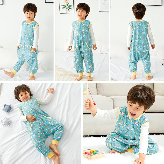 WONDAY Toddler Sleeping Sack, Sleep Sack 2t-3t, Sleep Sack Baby Wearable Blanket, Sleeping Bag Toddler Baby Sleep Sack with Feet, Sleeveless Sleep Sack for Toddlers