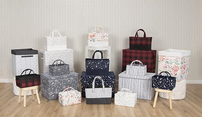 Sammy & Lou Collapsible Felt Soft Toy Box Toy Chest for Toddlers Toy Storage Organizer with Handles and Hinged Lid, 22 x 14.5 x 15 inches, Birch