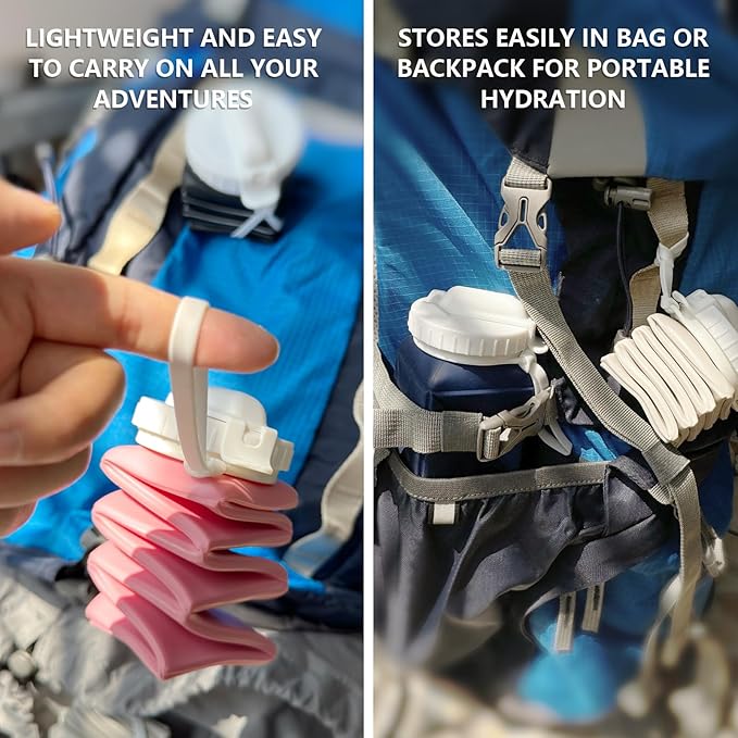 Collapsible Water Bottles, Silicone Foldable Portable Water Bottle 610ml, Lightweight Reusable Leakproof for Travel Camping Hiking Cycling Yoga Sports Outdoor